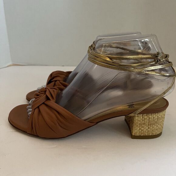 Clorinda Antinori Italy Leather Lace Up Knot Block Heel Sandal Shoes SZ 36 US 5 - Picture 4 of 10